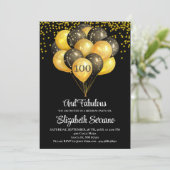100歳の誕生日 黒と金の招待状 招待状 (スタンド正面)
