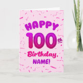 100歳の風船ナンバー 名前入り 誕生日カード カード (正面)
