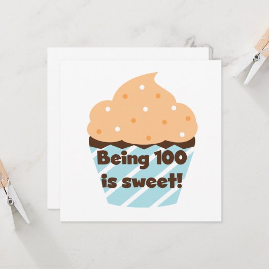 100歳は甘い誕生日Tシャツとプレゼント カード (正面/裏面インサイチュ)