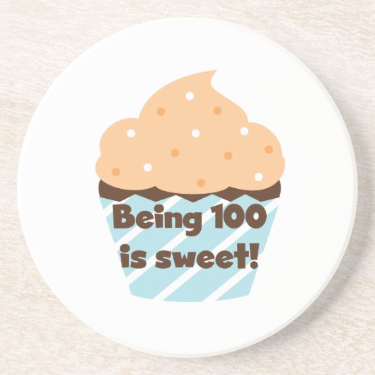 100歳は甘い誕生日Tシャツとプレゼント コースター (正面)