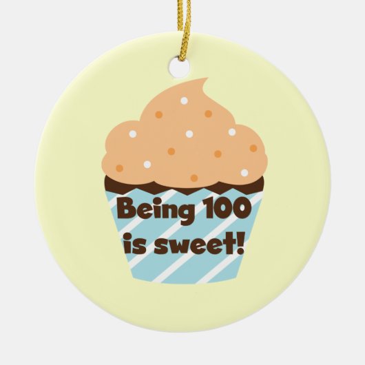 100歳は甘い誕生日Tシャツとプレゼント セラミックオーナメント (正面)