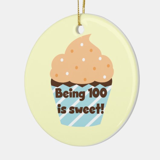 100歳は甘い誕生日Tシャツとプレゼント セラミックオーナメント (左)