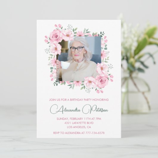 100歳エレガントの誕生日招待状写真保 招待状 (スタンド正面)