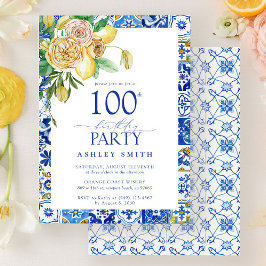 100歳エレガント地中海の誕生日パーティレモン 招待状