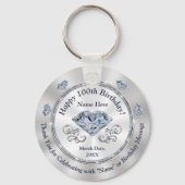 100歳パーソナライズされたの誕生日パーティーの好意 キーホルダー (正面)