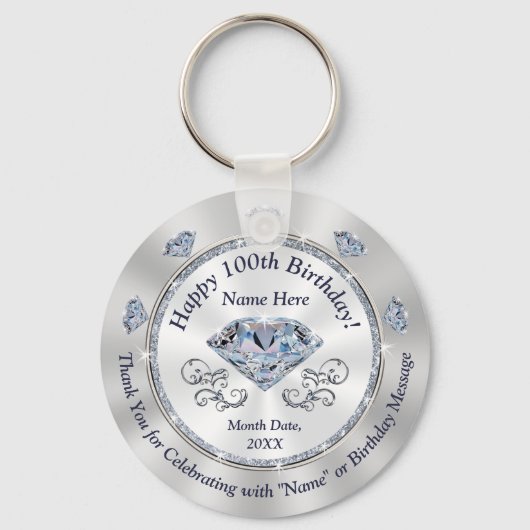 100歳パーソナライズされたの誕生日パーティーの好意 キーホルダー (正面)