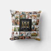 100歳モダンの誕生日の写真の数々のスクリプトギフト クッション (正面)