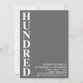 100歳モダンの誕生日パーティー 招待状 (正面)