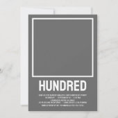 100歳モダンの誕生日パーティー 招待状 (正面)