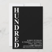 100歳モダンの誕生日パーティー 招待状 (正面)