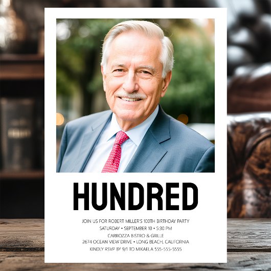 100歳モダンの誕生日パーティー 招待状