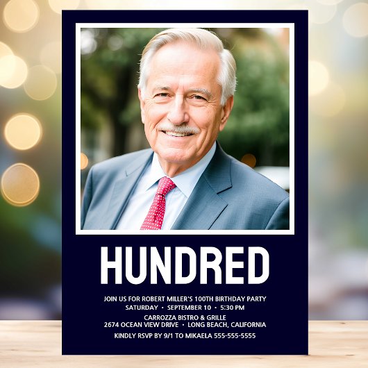 100歳モダンの誕生日パーティー 招待状