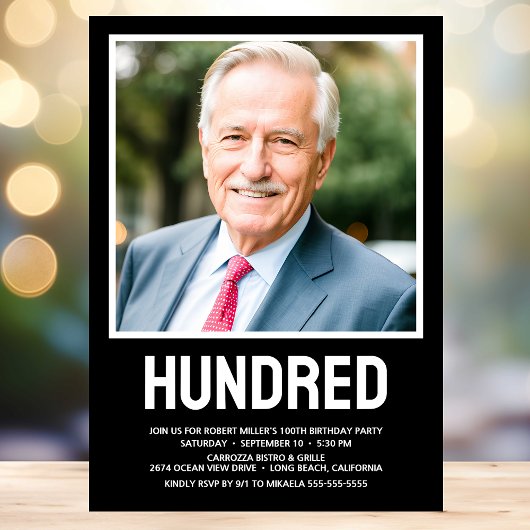 100歳モダンの誕生日パーティー 招待状