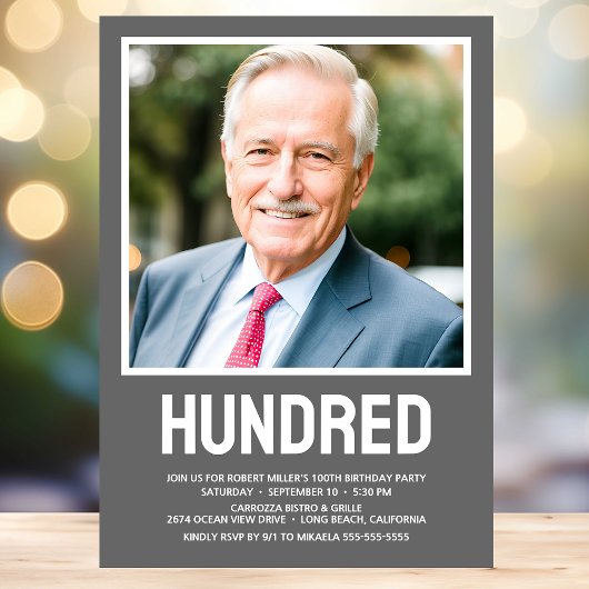 100歳モダンの誕生日パーティー 招待状