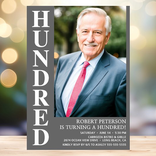 100歳モダンの誕生日パーティー 招待状