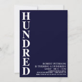 100歳モダンの誕生日パーティー 招待状 (正面)