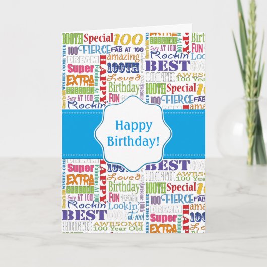 100歳ユニークの誕生日パーティーのプレゼント カード (正面)