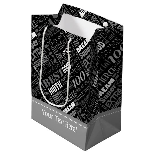 100歳ユニークの誕生日パーティーのプレゼント ミディアムペーパーバッグ (正面アングル)