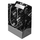 100歳ユニークの誕生日パーティーのプレゼント ミディアムペーパーバッグ (裏面アングル)