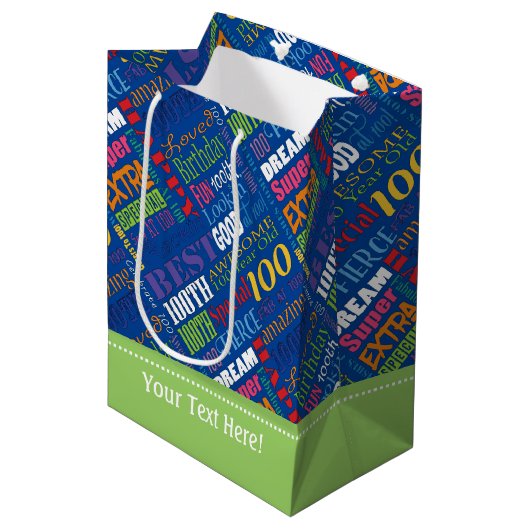 100歳ユニークの誕生日パーティーのプレゼント ミディアムペーパーバッグ (正面アングル)