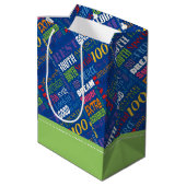 100歳ユニークの誕生日パーティーのプレゼント ミディアムペーパーバッグ (裏面アングル)