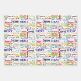 100歳ユニークの誕生日パーティーのプレゼント ラッピングペーパーシート