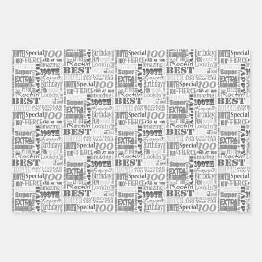 100歳ユニークの誕生日パーティーのプレゼント ラッピングペーパーシート (正面2)