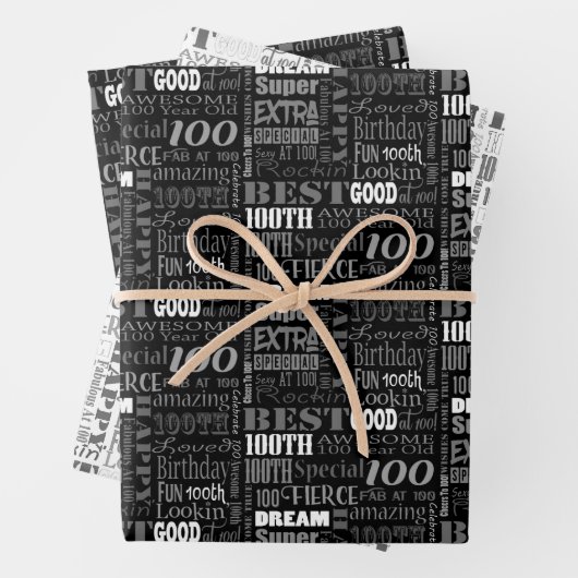 100歳ユニークの誕生日パーティーのプレゼント ラッピングペーパーシート (インサイチュ)