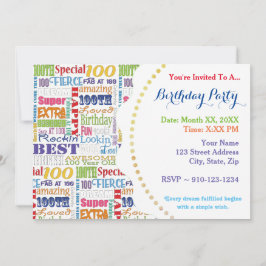 100歳ユニークの誕生日パーティーのプレゼント 招待状