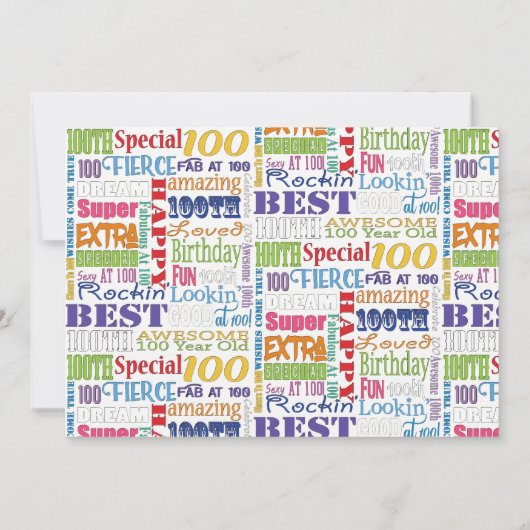 100歳ユニークの誕生日パーティーのプレゼント 招待状 (裏面)