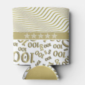 100歳代の誕生日金ゴールドとホワイトパターン 缶クーラー (裏面)