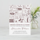 100歳素朴の誕生日招待状ビールヴィンテージ 招待状 (スタンド正面)