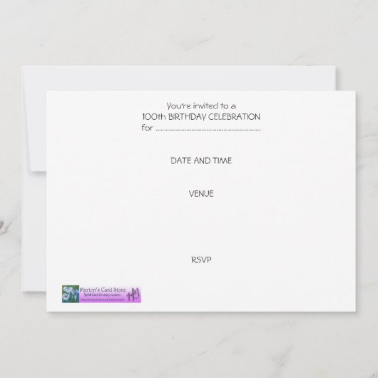 100歳誕生日パーティーの招待 招待状 (裏面)