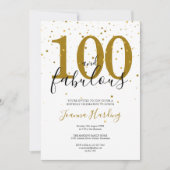 100歳、おめでとう エレガントなゴールドとブラックの誕生日 招待状 (正面)