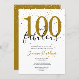 100歳、おめでとう エレガントなゴールドとブラックの誕生日 招待状