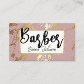 100理容師アポイントメントリマインダーピンクマーブル 名刺 (正面)