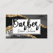 100理容師アポイントメントリマインダーブラック金ゴールド大理石 名刺 (正面)