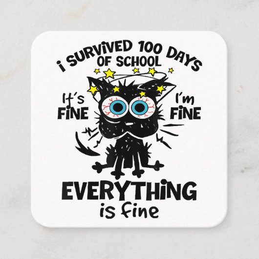 100生き延び日の学校だ素晴らしよ1素晴らしだ スクエア名刺 (正面)