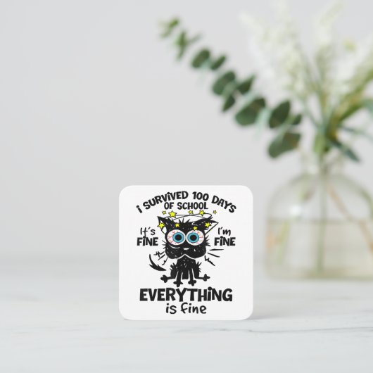 100生き延び日の学校だ素晴らしよ1素晴らしだ スクエア名刺 (スタンド正面)