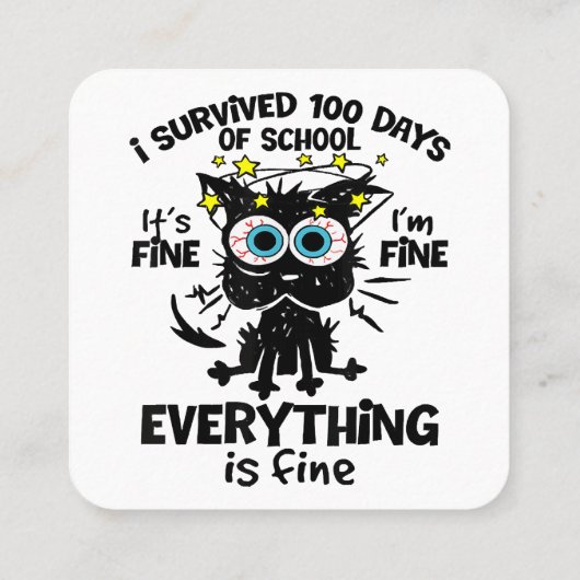 100生き延び日の学校だ素晴らしよ1素晴らしだ スクエア名刺 (裏面)