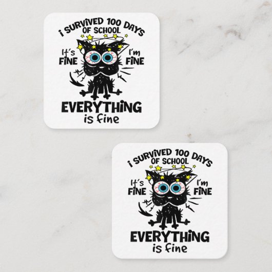 100生き延び日の学校だ素晴らしよ1素晴らしだ スクエア名刺 (正面/裏面)