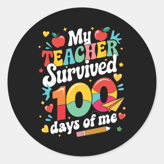 100生き延び日の学校だ10素晴らしだ素晴らし ラウンドシール (正面)