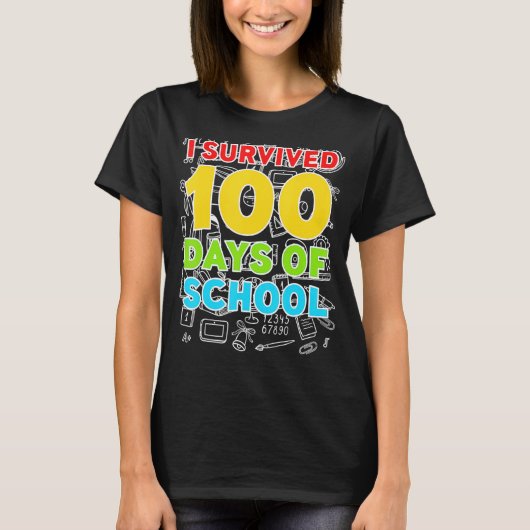 100生き延び日の学校の幸せ100日目 Tシャツ (正面)