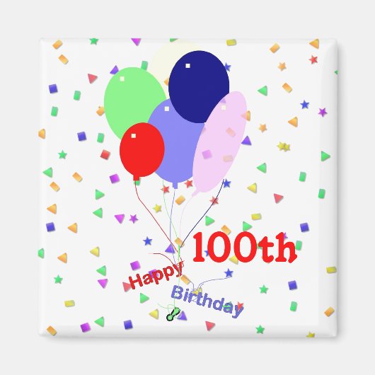100番カラフル目誕生日風船 マグネット (正面)