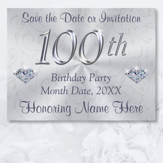 100番目のバースデーパーティ招待状または日付の保存 案内ポストカード