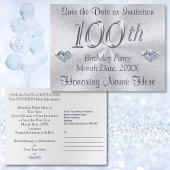 100番目のバースデーパーティ招待状または日付の保存 案内ポストカード