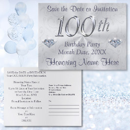 100番目のバースデーパーティ招待状または日付の保存 案内ポストカード