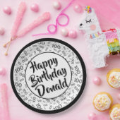 100番目のパーティー乱数パターンブラック/ホワイト ペーパープレート (パーティー)