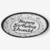 100番目のパーティー乱数パターンブラック/ホワイト ペーパープレート (アングル)