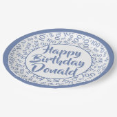 100番目のパーティー乱数パターンブルー/ホワイト ペーパープレート (アングル)